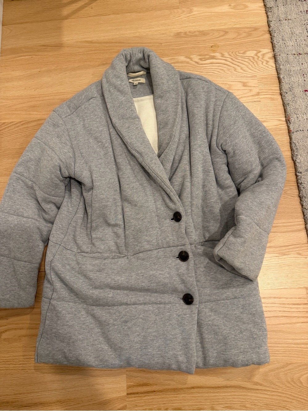 Madewell Heather Gray Shawl-Collar Puffer Coat